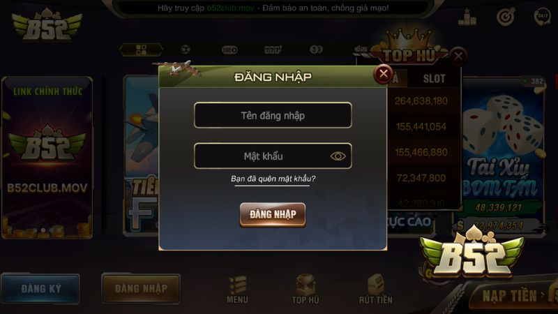 Điền chính xác thông tin để truy cập nhanh vào sảnh game