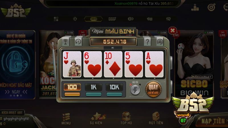 Mini Mậu binh là phiên bản quay thưởng giải trí cực nhanh